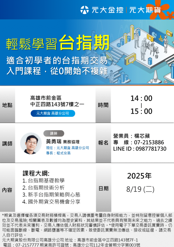 【輕鬆學習台指期】2025年8月 黃勇瑞 EDM